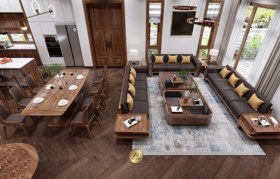 [Báo Giá] 25+ Sofa gỗ óc chó | Nội thất phòng khách [Trọn gói]